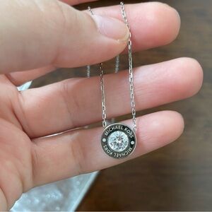 Michael Kors Silver Necklace with Crystal Pendant